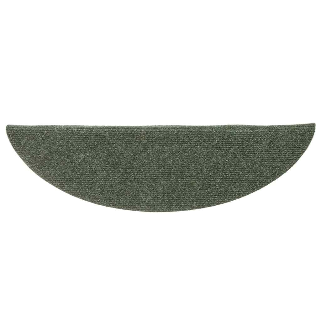 Stair Mats Self-adhesive 15 pcs 56x17x3 cm Green Half Round