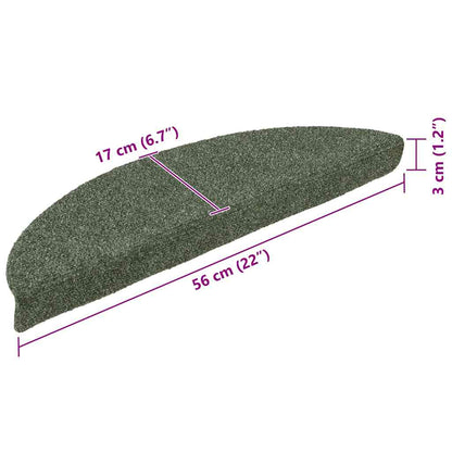 Stair Mats Self-adhesive 15 pcs 56x17x3 cm Green Half Round