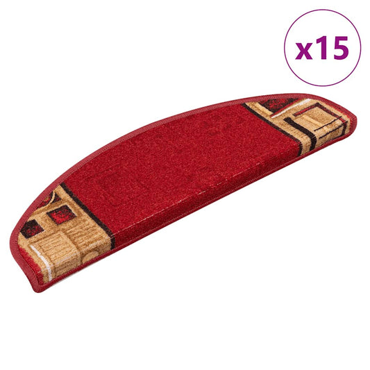 Self-adhesive Stair Mats 15 pcs Red 65x21x4 cm