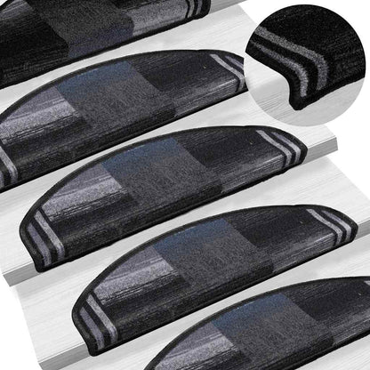 Self-adhesive Stair Mats 15 pcs Black and Grey 65x21x4 cm