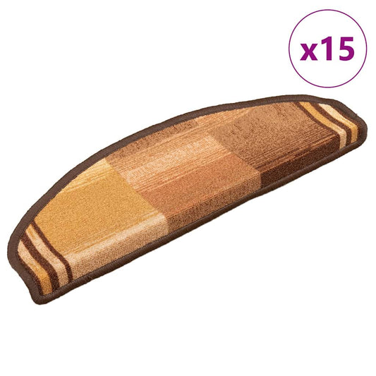 Self-adhesive Stair Mats 15 pcs Brown 65x21x4 cm