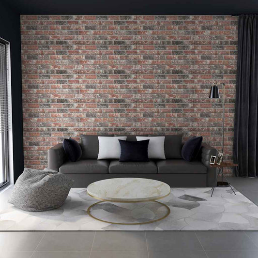 3D Wall Panels with Dark Brown & Grey Brick Design 10 pcs EPS