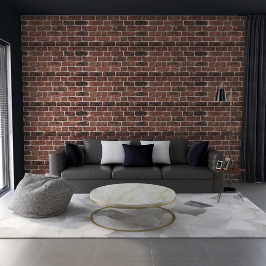 3D Wall Panels with Dark Brown Brick Design 10 pcs EPS
