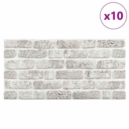 3D Wall Panels with Light Grey Brick Design 10 pcs EPS