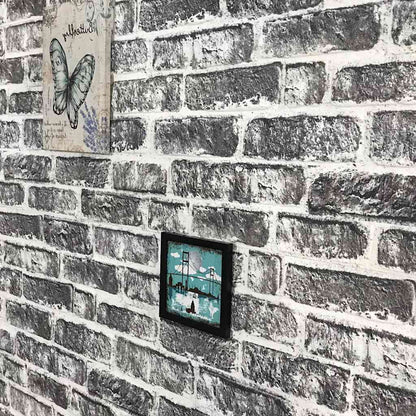 3D Wall Panels with Dark Grey Brick Design 10 pcs EPS