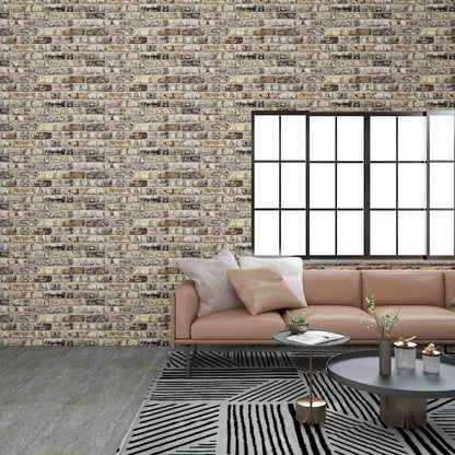 3D Wall Panels with Multicolour Brick Design 10 pcs EPS