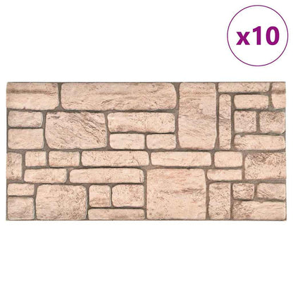 3D Wall Panels with Beige Brick Design 10 pcs EPS