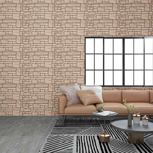 3D Wall Panels with Beige Brick Design 10 pcs EPS