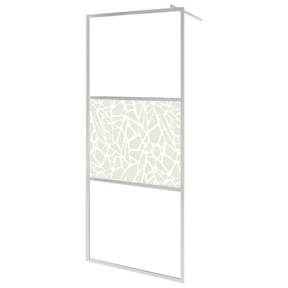 Walk-in Shower Wall ESG Glass with Stone Design 80x195 cm