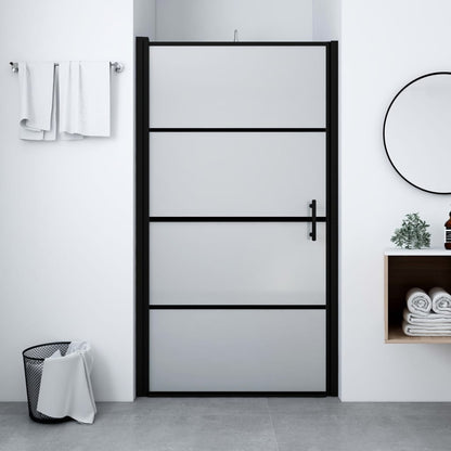 Shower Door Frost Tempered Glass 100x178 cm Black