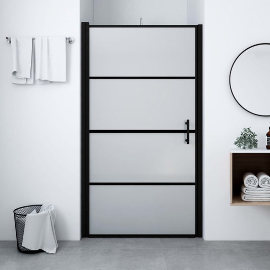 Shower Door Frost Tempered Glass 100x178 cm Black