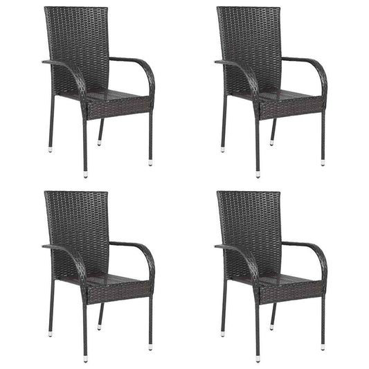 Stackable Outdoor Chairs 4 pcs Poly Rattan Brown