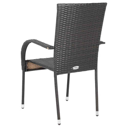 Stackable Outdoor Chairs 4 pcs Poly Rattan Brown