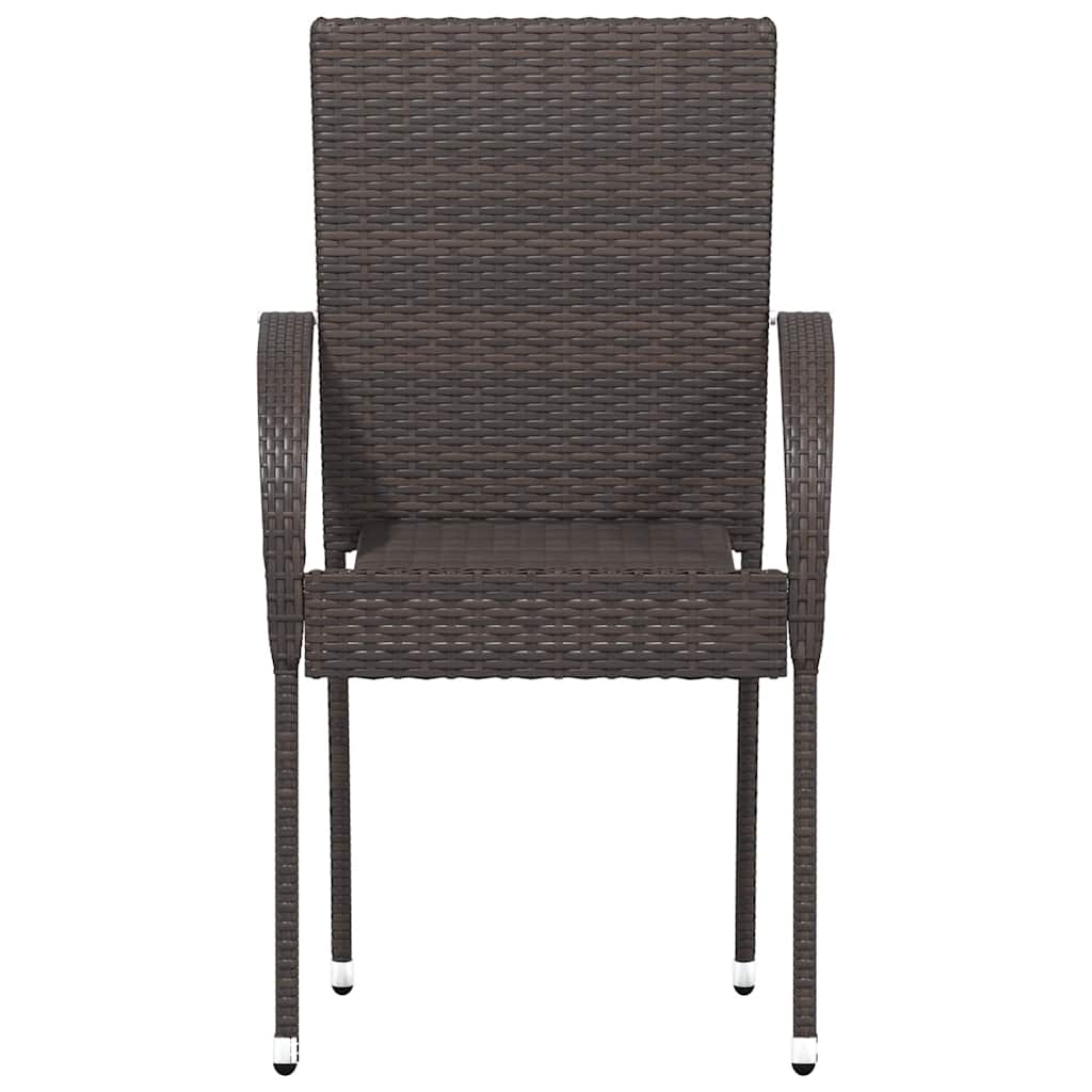 Stackable Outdoor Chairs 6 pcs Poly Rattan Brown