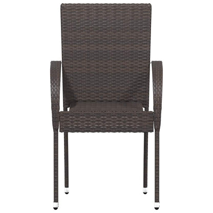 Stackable Outdoor Chairs 6 pcs Poly Rattan Brown