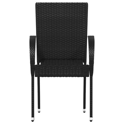 Stackable Outdoor Chairs 6 pcs Poly Rattan Black