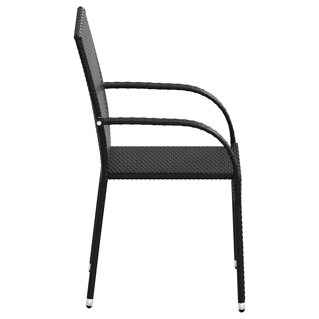 Stackable Outdoor Chairs 6 pcs Poly Rattan Black