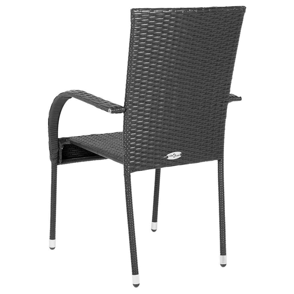 Stackable Outdoor Chairs 6 pcs Poly Rattan Black