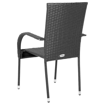 Stackable Outdoor Chairs 6 pcs Poly Rattan Black