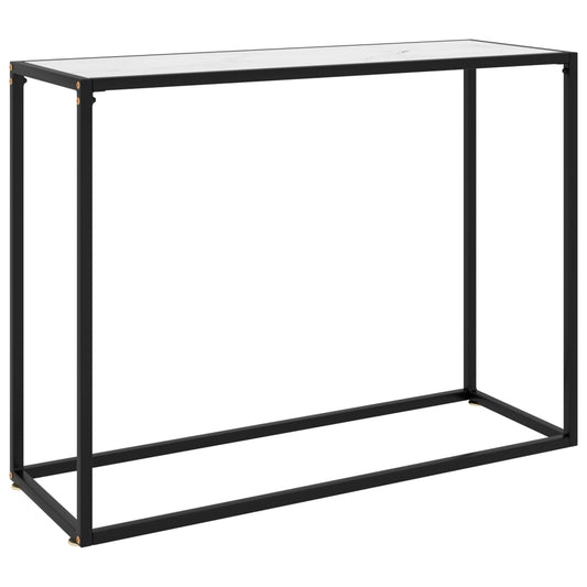 Console Table White 100x35x75 cm Tempered Glass