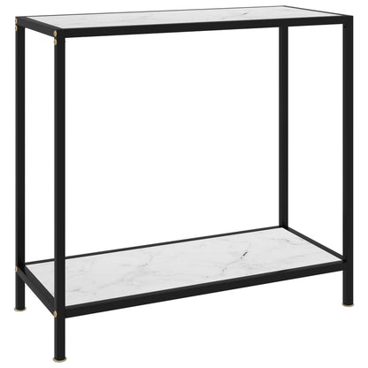 Console Table White 80x35x75 cm Tempered Glass