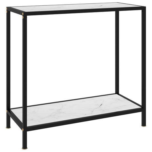 Console Table White 80x35x75 cm Tempered Glass