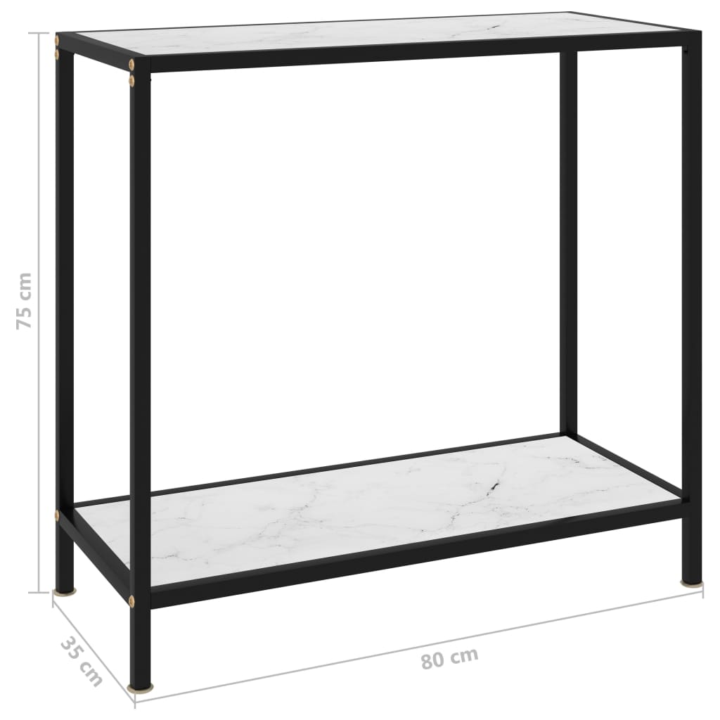 Console Table White 80x35x75 cm Tempered Glass