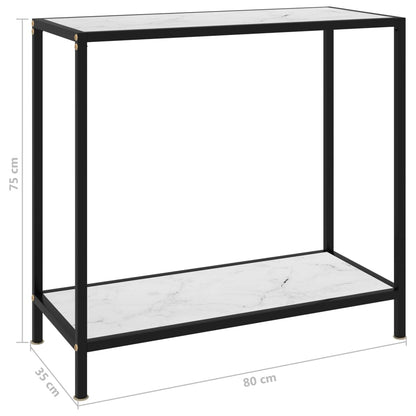 Console Table White 80x35x75 cm Tempered Glass