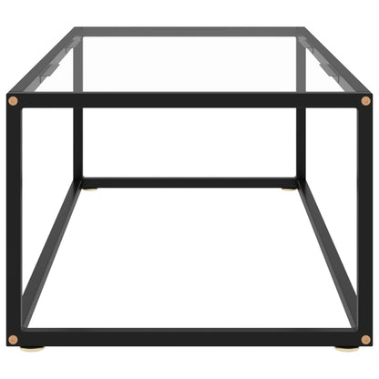 Coffee Table Black with Tempered Glass 100x50x35 cm