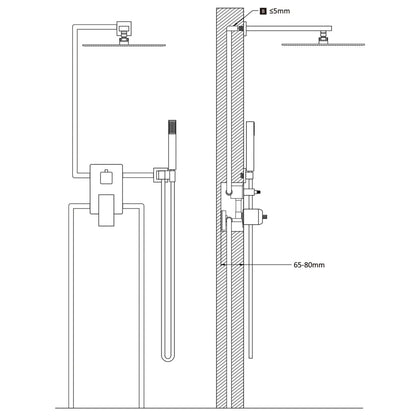 Shower System Stainless Steel 201 Silver