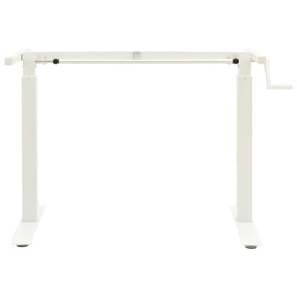 Manual Height Adjustable Standing Desk Frame Hand Crank White