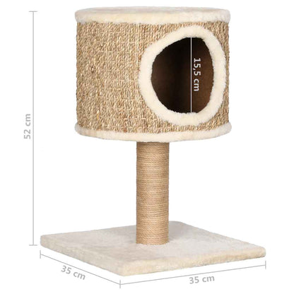Cat Tree with Condo and Scratching Post 52 cm Seagrass