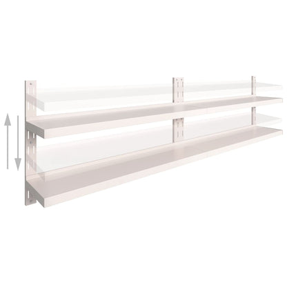 2-Tier Floating Wall Shelves 2 pcs Stainless Steel 300x30 cm