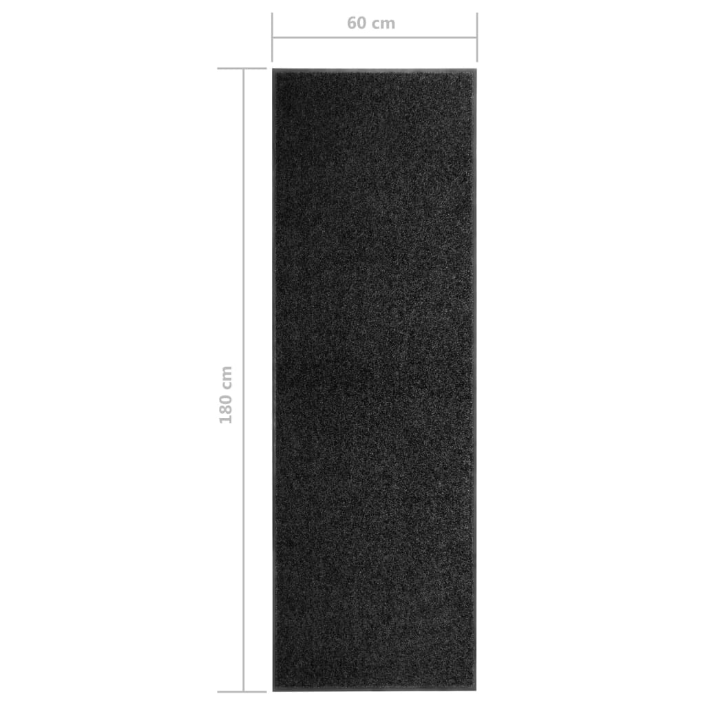 Doormat Washable Black 60x180 cm