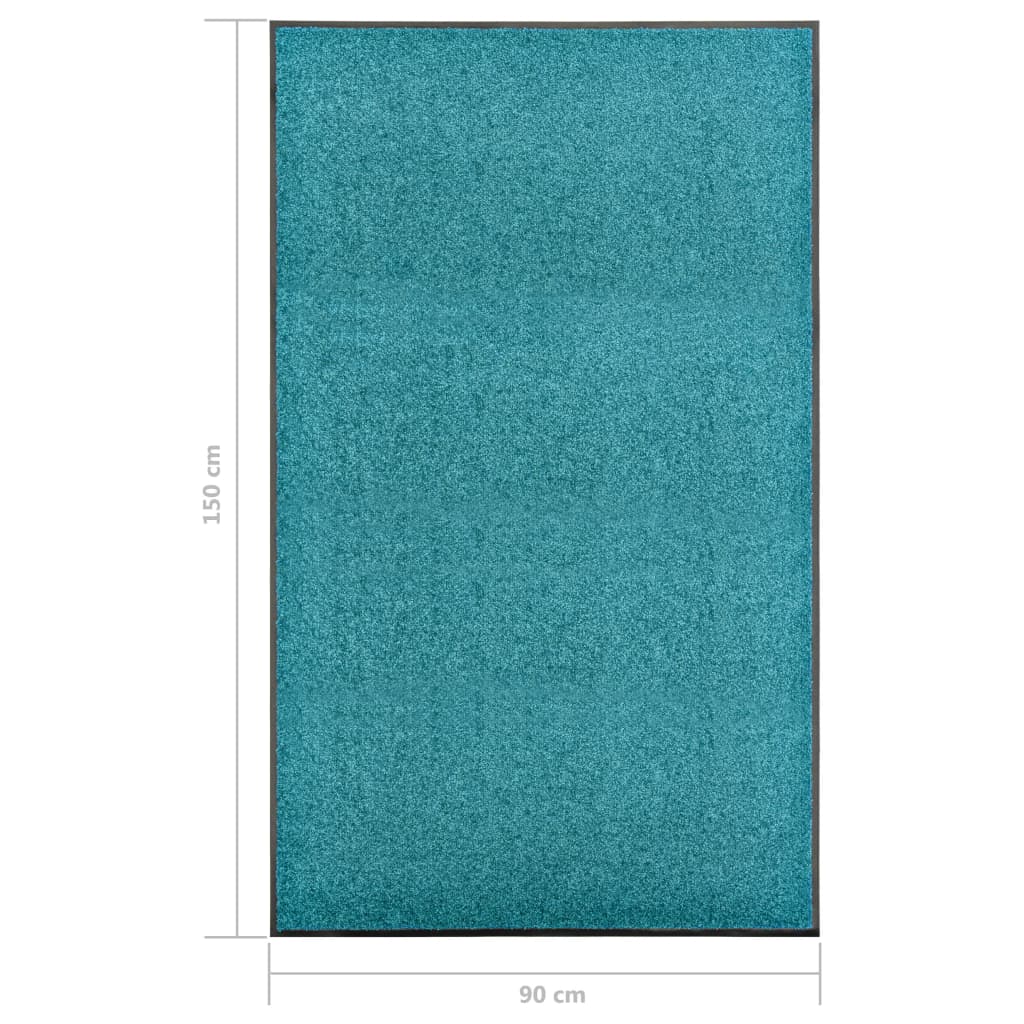 Doormat Washable Cyan 90x150 cm