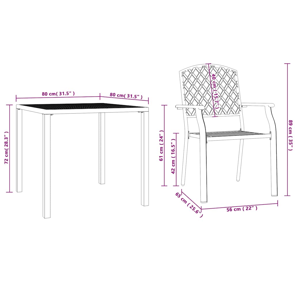 Outdoor Chairs 4 pcs Mesh Design Steel Anthracite