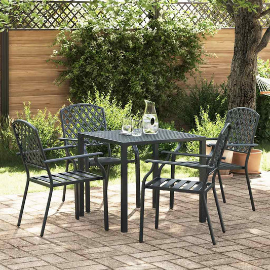 Outdoor Chairs 4 pcs Mesh Design Steel Anthracite