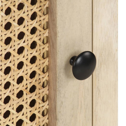 Bedside Cabinet 40x30x50 cm Solid Mango Wood and Natural Cane