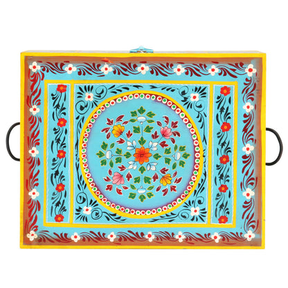 Hand Painted Storage Box 50x40x40 cm Solid Mango Wood