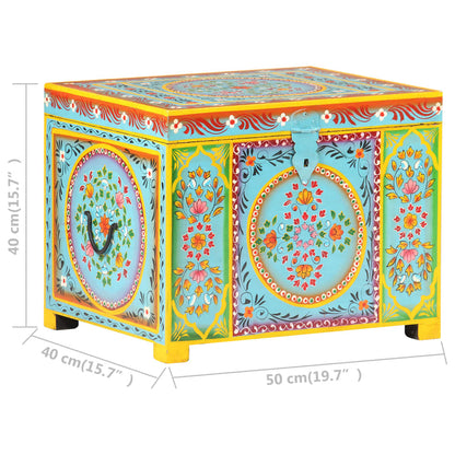 Hand Painted Storage Box 50x40x40 cm Solid Mango Wood