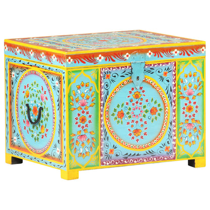 Hand Painted Storage Box 50x40x40 cm Solid Mango Wood