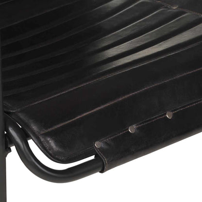 Relaxing Armchair with a Footrest Black Real Leather