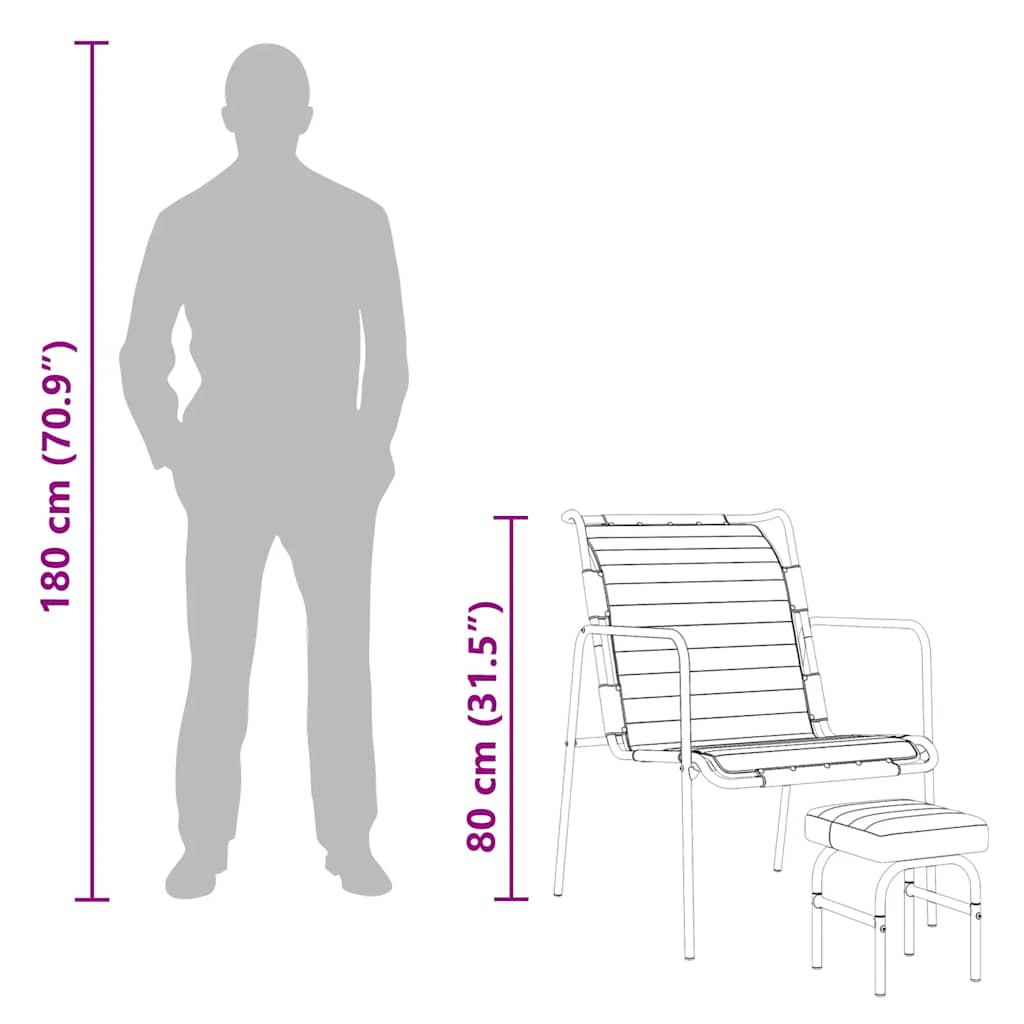 Relaxing Armchair with a Footrest Black Real Leather