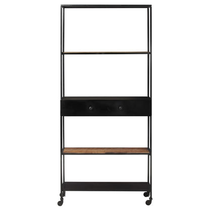 Book Cabinet 80x35x180 cm Rough Mango Wood & Iron