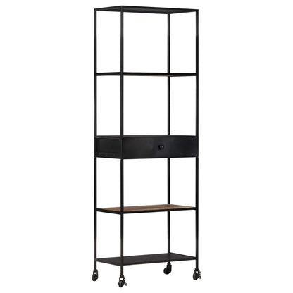Book Cabinet 60x35x180 cm Rough Mango Wood & Iron