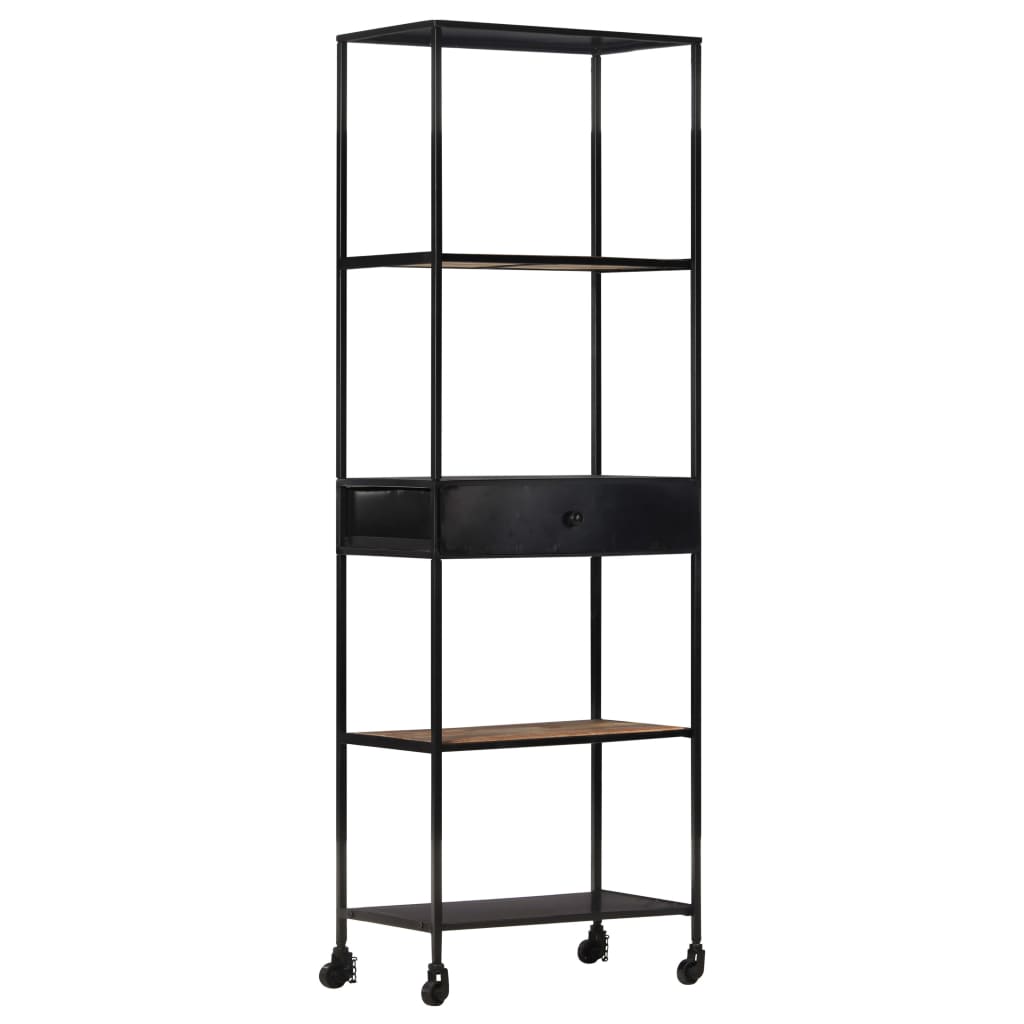 Book Cabinet 60x35x180 cm Rough Mango Wood & Iron