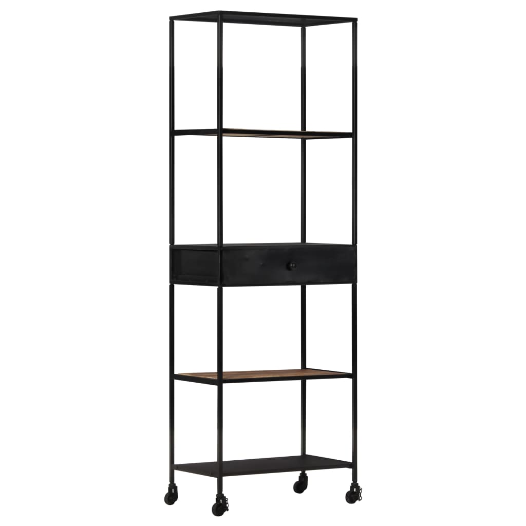 Book Cabinet 60x35x180 cm Rough Mango Wood & Iron