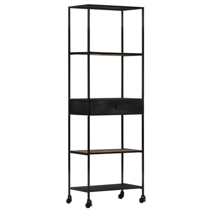 Book Cabinet 60x35x180 cm Rough Mango Wood & Iron
