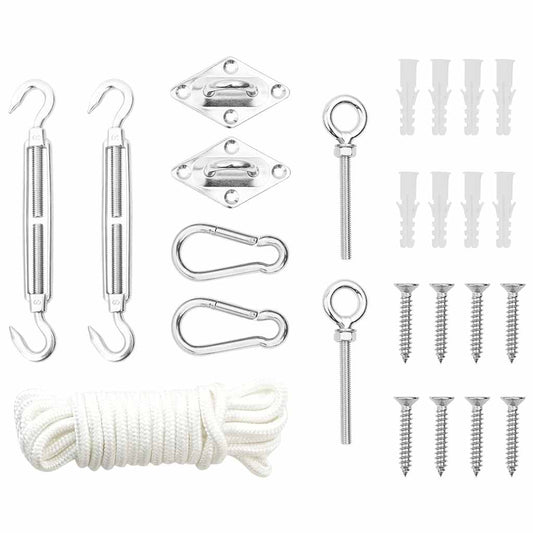 9 Piece Sunshade Sail Accessory Set Stainless Steel