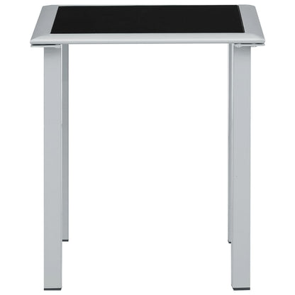 Garden Table Black and Silver 41x41x45 cm Steel and Glass